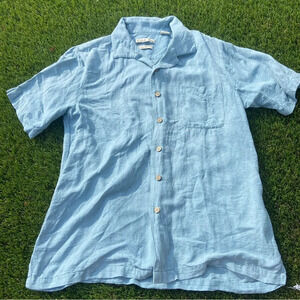 Batick Bay Men’s 100% Washable Silk Button Front Short Sleeve Collared Shirt M